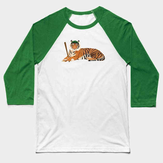 Baseball Tiger Green Baseball T-Shirt by College Mascot Designs